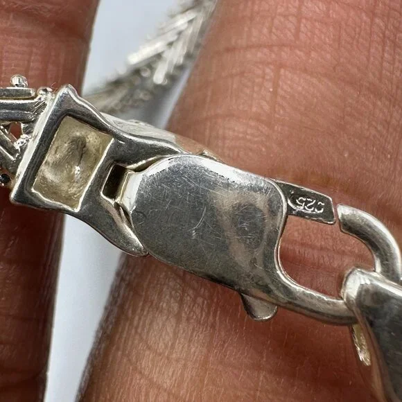 Milor Riccio Chain Necklace Sterling Silver Panther Head Clasp 16.5” 29 Grams - Picture 9 of 11